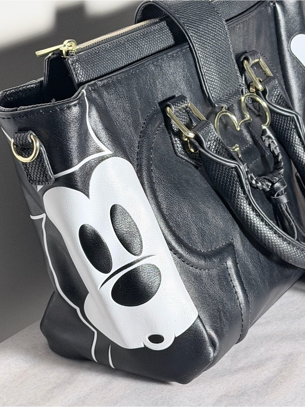 Disney Black Faux-Leather Mickey Tote and Wallet Set with White Accents - Picture 5 of 14